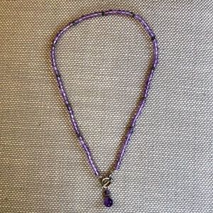 Amethyst Gemstone Caviar Bead 15” Necklace